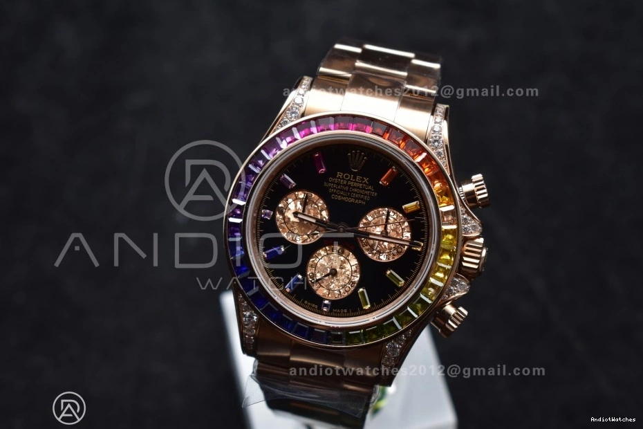 ZF SH Rainbow Bracelet Best 1:1 Diamonds 116595RBOW Durable Edition 776 Black RG Dial on Daytona 0416
